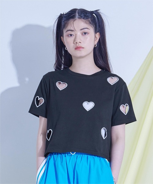 [YOUHEE] HEART CUTOUT LACE T-SHIRTS ハートカットオフ レース セール】ハートカットTシャツ（Tシャツ/カットソー）｜miette