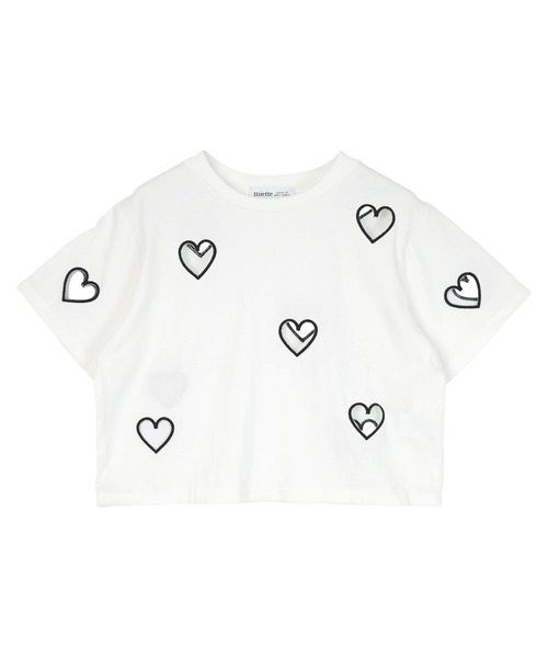 miette(ミエット)の「ハートカットTシャツ(Tシャツ/カットソー・レディース・オフホワイト/ライトベージュ/ブラック・FREE)」の4枚目の写真