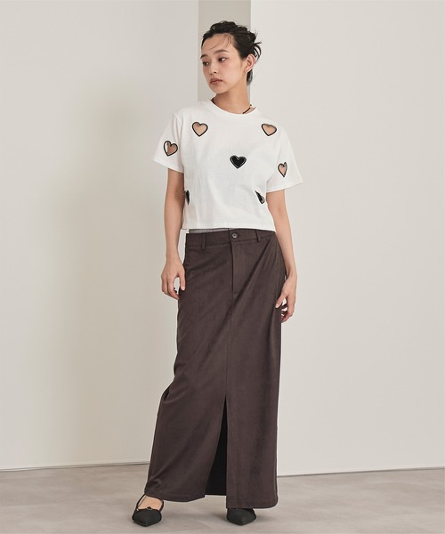 miette(ミエット)の「ハートカットTシャツ(Tシャツ/カットソー・レディース・オフホワイト/ライトベージュ/ブラック・FREE)」の13枚目の写真