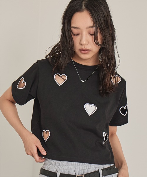 ハート　Heart Tシャツ Lサイズ X-girl（エックスガール）の「GEOMETRIC HEART S/S TEE/ジオ