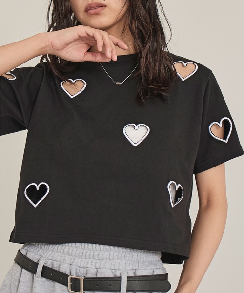 ハートカットTシャツ（Tシャツ/カットソー）｜miette（ミエット）の
