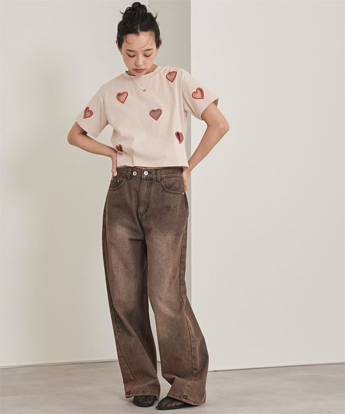 miette(ミエット)の「ハートカットTシャツ(Tシャツ/カットソー・レディース・オフホワイト/ライトベージュ/ブラック・FREE)」の21枚目の写真