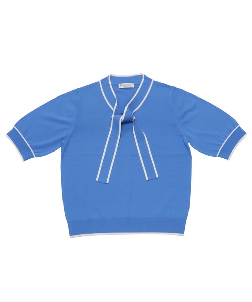 tシャツ ボーダー配色5分袖プルオーバー レディース 先行予約受付中】ボーダー配色5分袖プルオーバー(F ネイビー