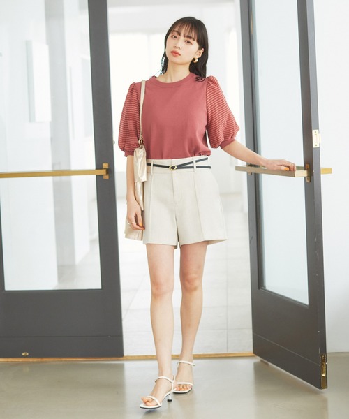 VIS（ビス）の「【夏トップス総選挙/お気に入り登録No.1】袖シアードッキングニット（ニット/セーター・レディース・ホワイト/ブラック/グレー/レンガ・FREE）」の10枚目の写真