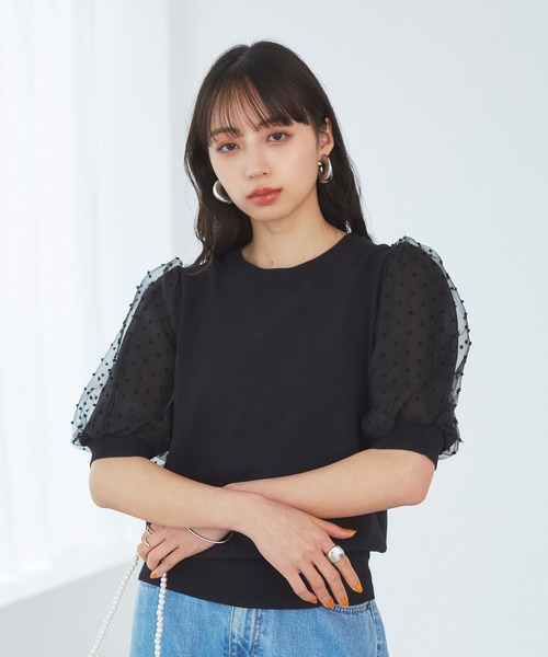 VIS（ビス）の「【夏トップス総選挙/お気に入り登録No.1】袖シアードッキングニット（ニット/セーター・レディース・ホワイト/ブラック/グレー/レンガ・FREE）」の15枚目の写真