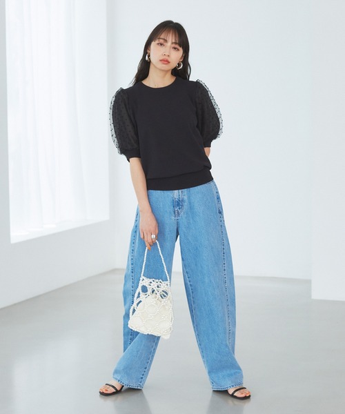 VIS（ビス）の「【夏トップス総選挙/お気に入り登録No.1】袖シアードッキングニット（ニット/セーター・レディース・ホワイト/ブラック/グレー/レンガ・FREE）」の19枚目の写真