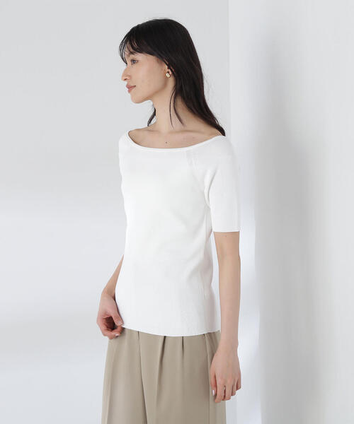 NATURAL BEAUTY BASIC(ナチュラルビューティーベーシック)の「◇デコルテラインコンパクトニット(ニット/セーター・レディース・ピンク/ブラック/オフホワイト・FREE)」の7枚目の写真
