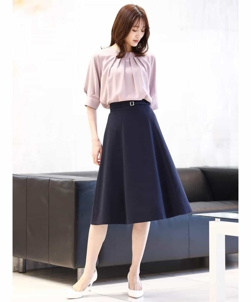 OFUON le MK（オフオンルエムケー）の「フロントタックジョーゼットブラウス/洗える/WEB限定サイズ（Tシャツ/カットソー・レディース・グレイッシュブルー/ホワイト/ピンク/ネイビー・40/38/36）」の6枚目の写真