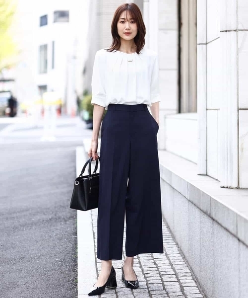 OFUON le MK（オフオンルエムケー）の「フロントタックジョーゼットブラウス/洗える/WEB限定サイズ（Tシャツ/カットソー・レディース・グレイッシュブルー/ホワイト/ピンク/ネイビー・40/38/36）」の7枚目の写真