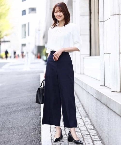 OFUON le MK（オフオンルエムケー）の「フロントタックジョーゼットブラウス/洗える/WEB限定サイズ（Tシャツ/カットソー・レディース・グレイッシュブルー/ホワイト/ピンク/ネイビー・40/38/36）」の8枚目の写真