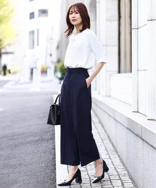 OFUON le MK（オフオンルエムケー）の「フロントタックジョーゼットブラウス/洗える/WEB限定サイズ（Tシャツ/カットソー・レディース・グレイッシュブルー/ホワイト/ピンク/ネイビー・40/38/36）」の9枚目の写真