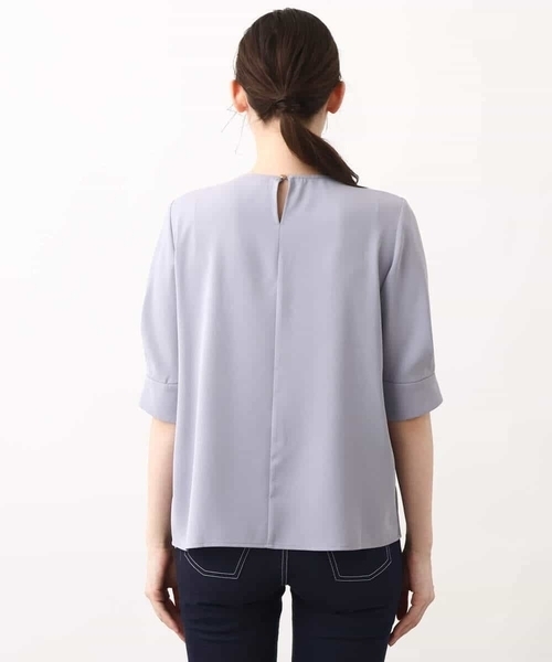 OFUON le MK（オフオンルエムケー）の「フロントタックジョーゼットブラウス/洗える/WEB限定サイズ（Tシャツ/カットソー・レディース・グレイッシュブルー/ホワイト/ピンク/ネイビー・40/38/36）」の13枚目の写真