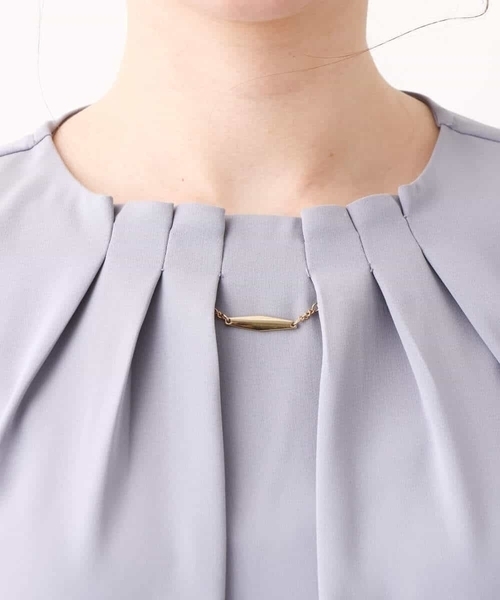 OFUON le MK（オフオンルエムケー）の「フロントタックジョーゼットブラウス/洗える/WEB限定サイズ（Tシャツ/カットソー・レディース・グレイッシュブルー/ホワイト/ピンク/ネイビー・40/38/36）」の14枚目の写真