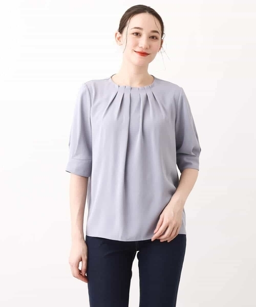 OFUON le MK（オフオンルエムケー）の「フロントタックジョーゼットブラウス/洗える/WEB限定サイズ（Tシャツ/カットソー・レディース・グレイッシュブルー/ホワイト/ピンク/ネイビー・40/38/36）」の22枚目の写真