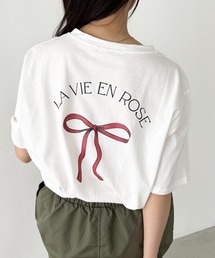 バックリボンモチーフプリントTシャツ