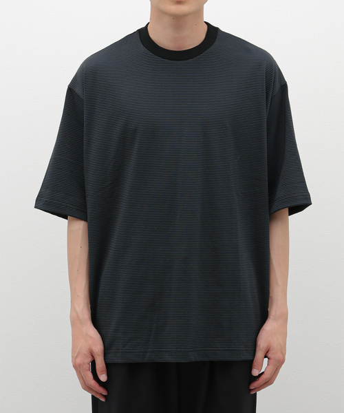 417 EDIFICE（フォーワンセブンエディフィス）の「マイクロボーダー T（Tシャツ/カットソー・メンズ・ベージュ/パープル/ブラウン/チャコールグレー/ブルー・MEDIUM/LARGE）」の2枚目の写真