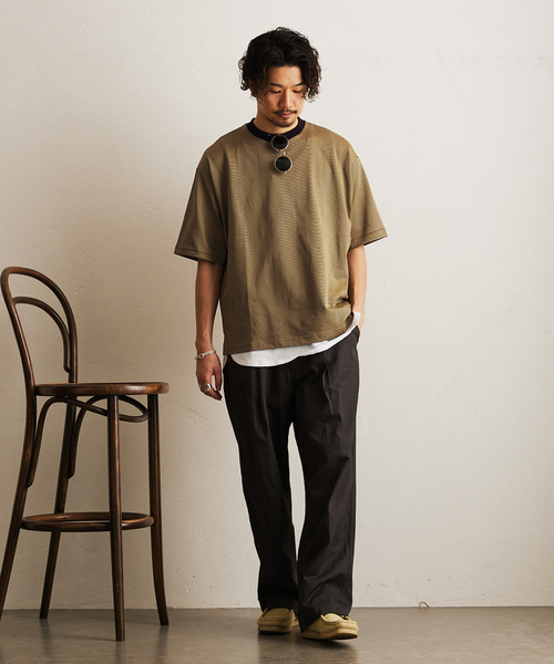 417 EDIFICE（フォーワンセブンエディフィス）の「マイクロボーダー T（Tシャツ/カットソー・メンズ・ベージュ/パープル/ブラウン/チャコールグレー/ブルー・MEDIUM/LARGE）」の8枚目の写真