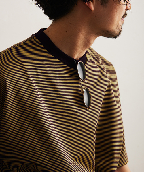 417 EDIFICE（フォーワンセブンエディフィス）の「マイクロボーダー T（Tシャツ/カットソー・メンズ・ベージュ/パープル/ブラウン/チャコールグレー/ブルー・MEDIUM/LARGE）」の12枚目の写真