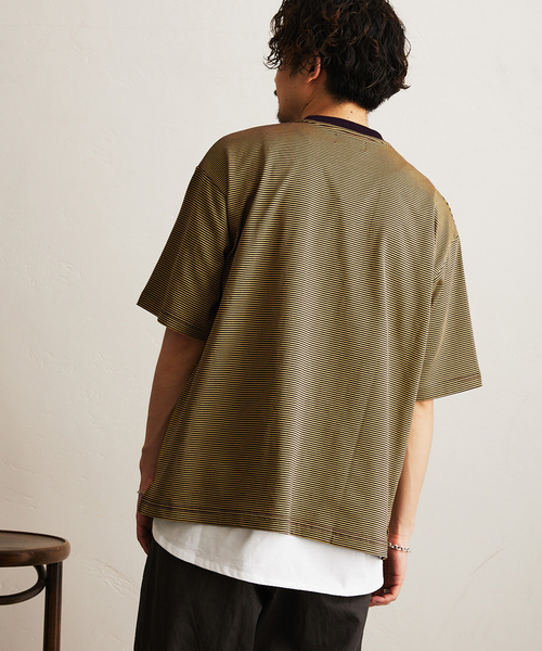 417 EDIFICE（フォーワンセブンエディフィス）の「マイクロボーダー T（Tシャツ/カットソー・メンズ・ベージュ/パープル/ブラウン/チャコールグレー/ブルー・MEDIUM/LARGE）」の13枚目の写真