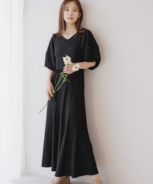 mysty woman | ボリュームスリーブエンパイアワンピース　124374(ワンピース)