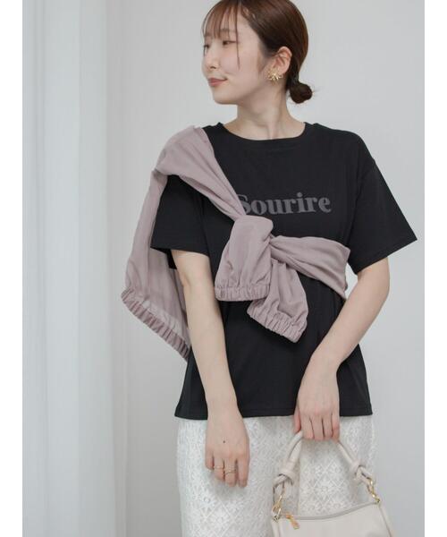 Te chichi TERRASSE(テチチテラス)の「【抗菌防臭】発泡ロゴプリントTシャツ(Tシャツ/カットソー・レディース・ブラック/ブルー/オフホワイト・F)」の6枚目の写真