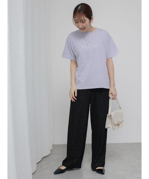 Te chichi TERRASSE(テチチテラス)の「【抗菌防臭】発泡ロゴプリントTシャツ(Tシャツ/カットソー・レディース・ブラック/ブルー/オフホワイト・F)」の7枚目の写真