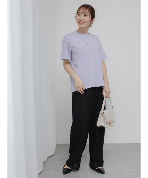 Te chichi TERRASSE(テチチテラス)の「【抗菌防臭】発泡ロゴプリントTシャツ(Tシャツ/カットソー・レディース・ブラック/ブルー/オフホワイト・F)」の8枚目の写真