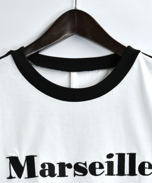 おしゃれスタ(オシャレスタ)の「オーバーサイズ モノトーン 袖ライン フロント刺繍 クルーネック リンガー 半袖Tシャツ/ゲームシャツ【IR】 オーバーサイズ メンズ レディース(Tシャツ/カットソー・メンズ・ブラック系その他2/ホワイト系その他2/ブラック系その他/ホワイト系その他・M/XL/S/L)」の11枚目の写真