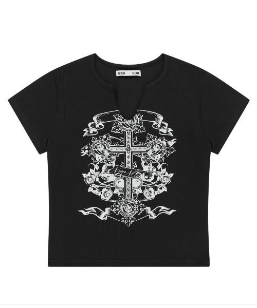 [DIMANCHE] ★韓国新規★24SS/ROSE NECKLACE T-SHIRT MARDI MERCREDI] TSHIRT FLOWERMARDI_WHITE VIOLET 正規品 韓国