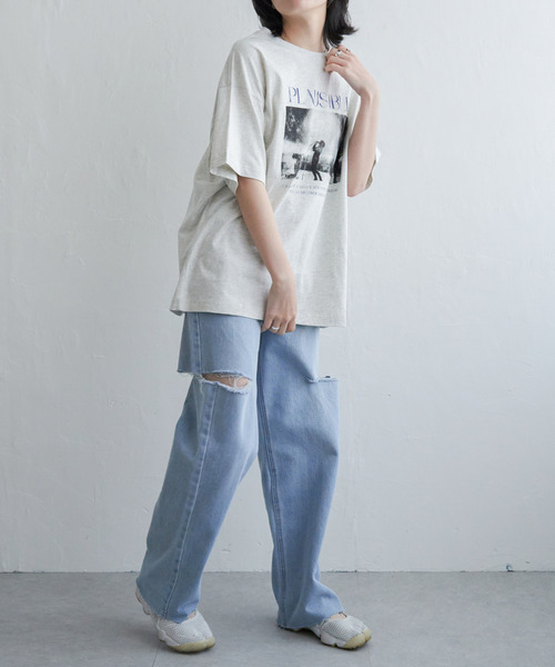 VENCEEXCHANGE(ヴァンスエクスチェンジ)の「PLAUSIBLE ピグメントTシャツ(Tシャツ/カットソー・レディース・オフホワイト/チャコールグレー/ライトグレー・FREE)」の4枚目の写真