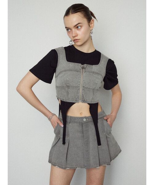 EMODA（エモダ）の「プリーツデニムスカート（デニムスカート・レディース・ブラック/ライトブルー/グレー・SMALL/MEDIUM）」の21枚目の写真