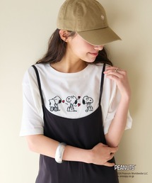 PEANUTS（ピーナッツ）の「【PEANUTS/ピーナッツ】SNOOPY/スヌーピー3パターンフロントデザイン刺繍Tシャツ（2026SS）（Tシャツ/カットソー）」