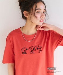 PEANUTS（ピーナッツ）の「【PEANUTS/ピーナッツ】SNOOPY/スヌーピー3パターンフロントデザイン刺繍Tシャツ（2026SS）（Tシャツ/カットソー）」