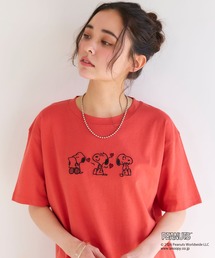 PEANUTS（ピーナッツ）の「【PEANUTS/ピーナッツ】SNOOPY/スヌーピー3パターンフロントデザイン刺繍Tシャツ（2026SS）（Tシャツ/カットソー）」