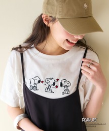 PEANUTS（ピーナッツ）の「【PEANUTS/ピーナッツ】SNOOPY/スヌーピー3パターンフロントデザイン刺繍Tシャツ（2026SS）（Tシャツ/カットソー）」