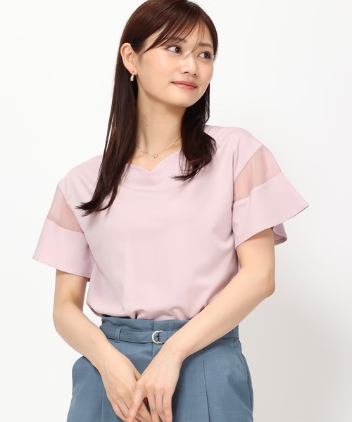 MISCH MASCH（ミッシュマッシュ）の「■2024春夏新作■シアーフレア袖Tシャツ/MM428204（Tシャツ/カットソー・レディース・ブルー/ピンク/ホワイト/ブラック・ﾌﾘ-）」の18枚目の写真