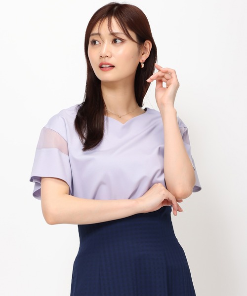 MISCH MASCH（ミッシュマッシュ）の「■2024春夏新作■シアーフレア袖Tシャツ/MM428204（Tシャツ/カットソー・レディース・ブルー/ピンク/ホワイト/ブラック・ﾌﾘ-）」の20枚目の写真