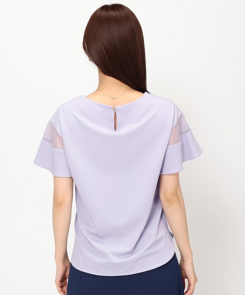 MISCH MASCH（ミッシュマッシュ）の「■2024春夏新作■シアーフレア袖Tシャツ/MM428204（Tシャツ/カットソー・レディース・ブルー/ピンク/ホワイト/ブラック・ﾌﾘ-）」の14枚目の写真