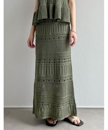 [2024 SUMMER COLLECTION][低身長サイズ有]かぎ針編みニットナロースカート