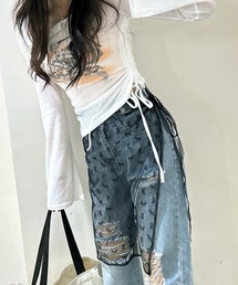 HALEY PESCA（ヘーリーペスカ）の「HALEY PESCA/リボン　レース巻きスカート（スカート）」