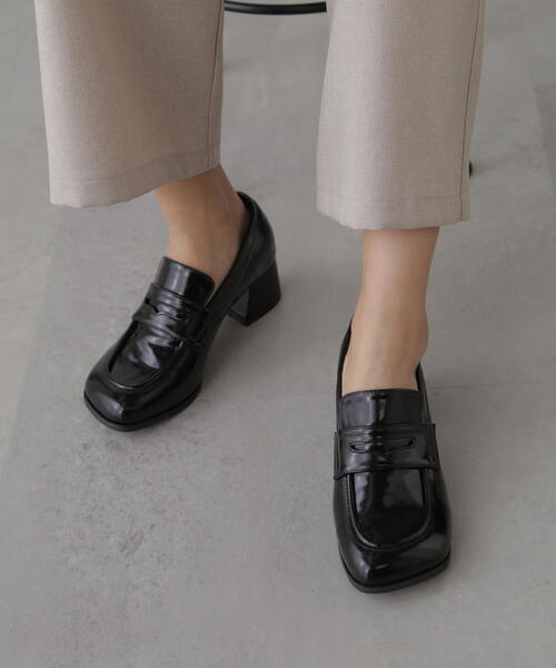 FREE'S MART(フリーズマート)の「◆ヒールローファー(ローファー・レディース・ブラック/ブラウン・SMALL/MEDIUM)」の1枚目の写真