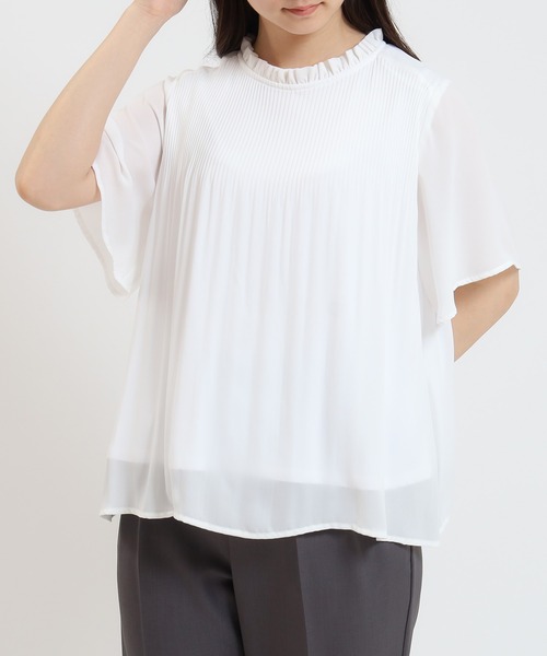TRUDEA(トルディア)の「プリーツブラウス(接触冷感裏地)(シャツ/ブラウス・レディース・ホワイト/ライトグレー/ブラック・MEDIUM/LARGE)」の13枚目の写真