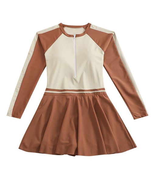 TeddyShop(テディショップ)の「キッズ水着 長袖ライン柄ワンピース風オールインワン水着(水着・キッズ・ブラウン/ブラック・M/L/3L/LL/S)」の18枚目の写真