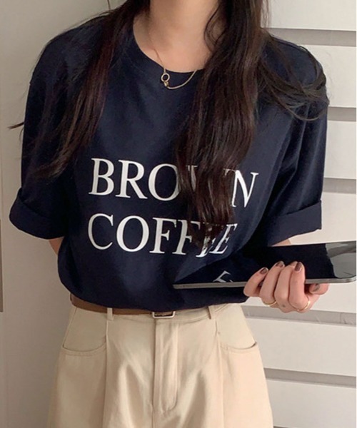kirakiraShop(キラキラショップ)の「ロゴ デザイン Tシャツ(Tシャツ/カットソー・レディース・イエロー系その他/グレー系その他/ホワイト/ネイビー・FREE)」の2枚目の写真