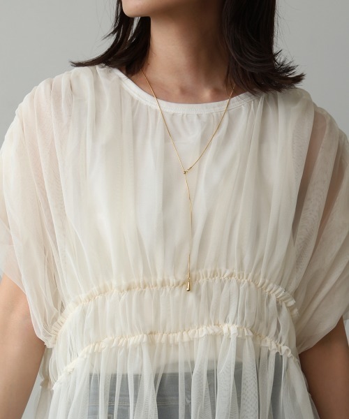 Bou Jeloud（ブージュルード）の「チュールドッキングギャザーブラウス（シャツ/ブラウス・レディース・アイボリー/ブラック・38）」の12枚目の写真