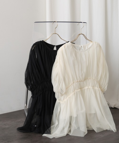 Bou Jeloud（ブージュルード）の「チュールドッキングギャザーブラウス（シャツ/ブラウス・レディース・アイボリー/ブラック・38）」の15枚目の写真