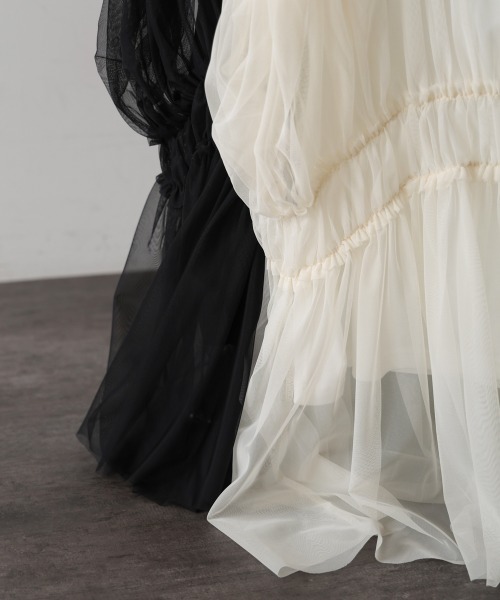 Bou Jeloud（ブージュルード）の「チュールドッキングギャザーブラウス（シャツ/ブラウス・レディース・アイボリー/ブラック・38）」の16枚目の写真