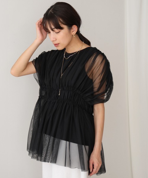 Bou Jeloud（ブージュルード）の「チュールドッキングギャザーブラウス（シャツ/ブラウス・レディース・アイボリー/ブラック・38）」の18枚目の写真