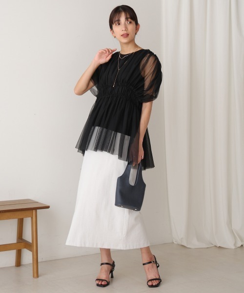 Bou Jeloud（ブージュルード）の「チュールドッキングギャザーブラウス（シャツ/ブラウス・レディース・アイボリー/ブラック・38）」の19枚目の写真