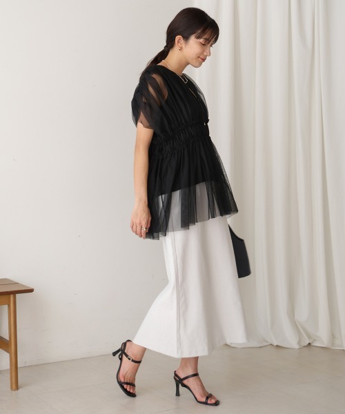 Bou Jeloud（ブージュルード）の「チュールドッキングギャザーブラウス（シャツ/ブラウス・レディース・アイボリー/ブラック・38）」の21枚目の写真